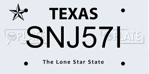SNJ57I Texas License Plate
