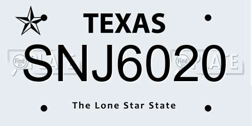 SNJ6020 Texas License Plate