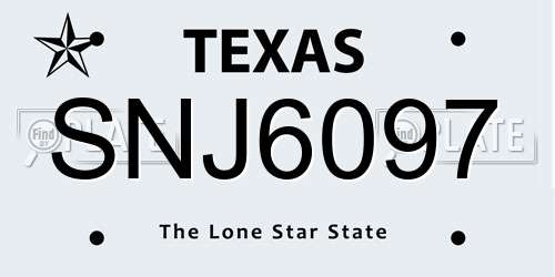 SNJ6097 Texas License Plate