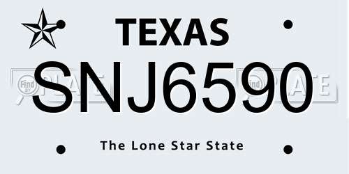 SNJ6590 Texas License Plate