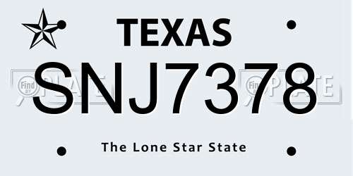 SNJ7378 Texas License Plate