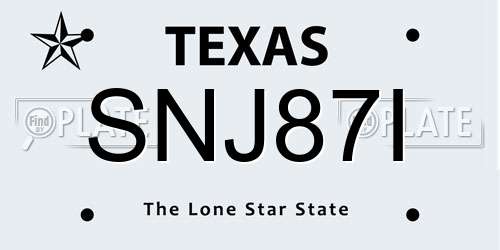 SNJ87I Texas License Plate