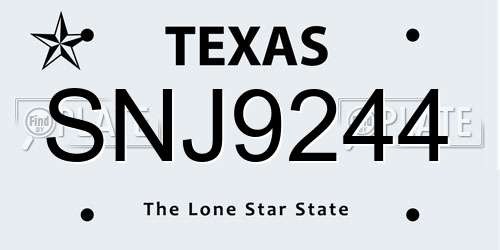SNJ9244 Texas License Plate