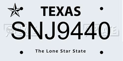 SNJ9440 Texas License Plate