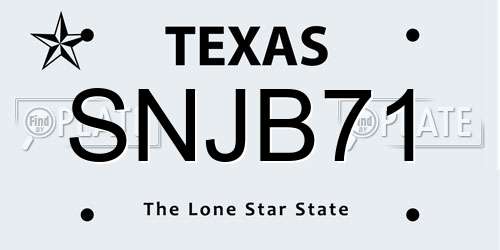 SNJB71 Texas License Plate