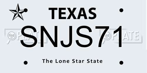 SNJS71 Texas License Plate