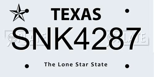 SNK4287 Texas License Plate