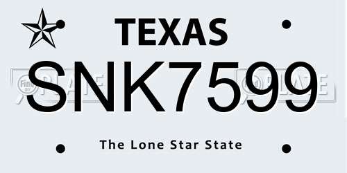SNK7599 Texas License Plate