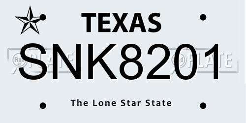 SNK8201 Texas License Plate