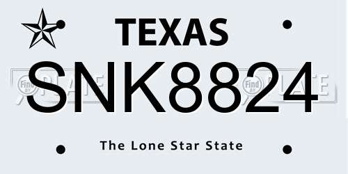 SNK8824 Texas License Plate