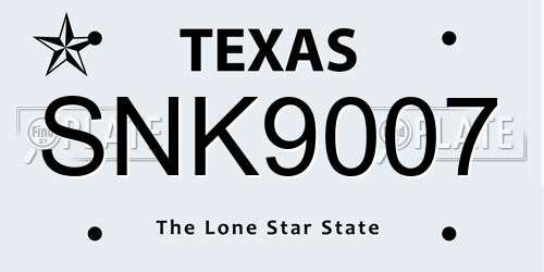 SNK9007 Texas License Plate