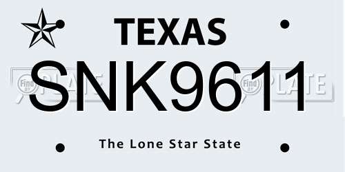 SNK9611 Texas License Plate