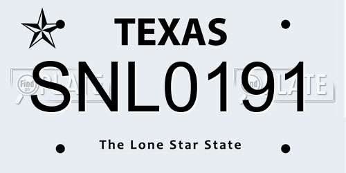 SNL0191 Texas License Plate
