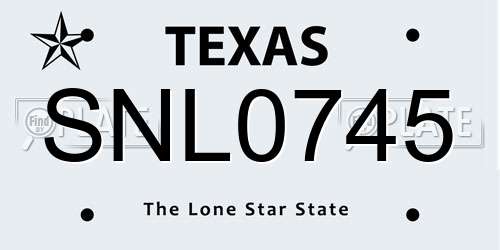 SNL0745 Texas License Plate