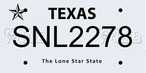SNL2278 Texas License Plate