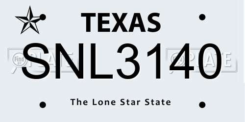 SNL3140 Texas License Plate