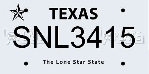 SNL3415 Texas License Plate