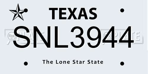 SNL3944 Texas License Plate