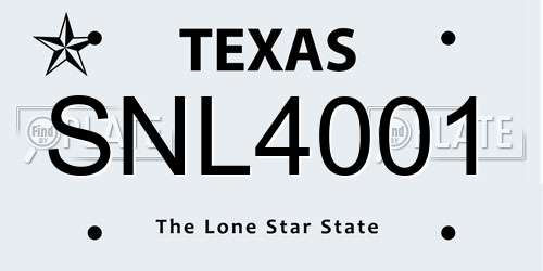 SNL4001 Texas License Plate