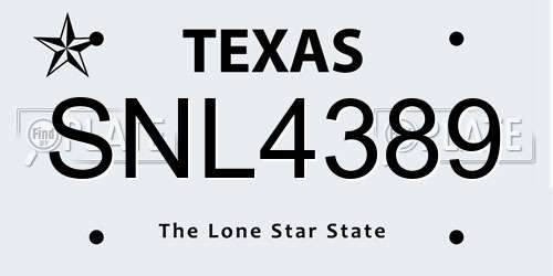 SNL4389 Texas License Plate