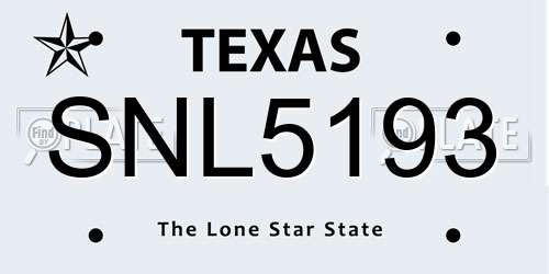 SNL5193 Texas License Plate