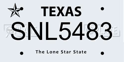 SNL5483 Texas License Plate