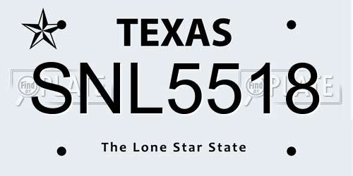 SNL5518 Texas License Plate