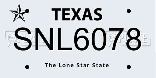 SNL6078 Texas License Plate