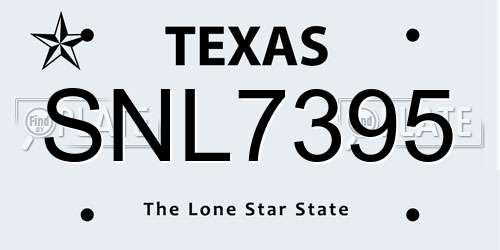 SNL7395 Texas License Plate