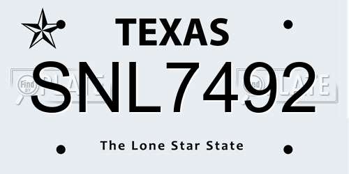 SNL7492 Texas License Plate