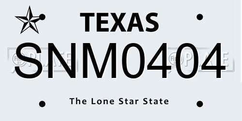 SNM0404 Texas License Plate