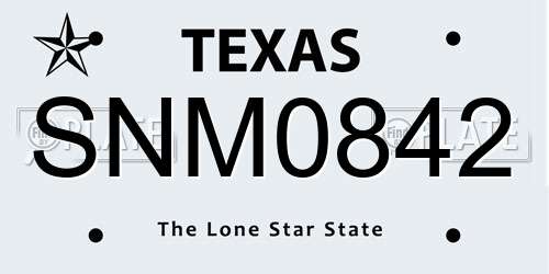 SNM0842 Texas License Plate