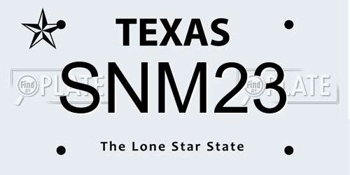 SNM23 Texas License Plate