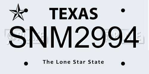 SNM2994 Texas License Plate