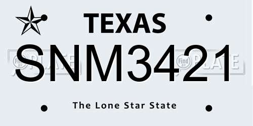SNM3421 Texas License Plate