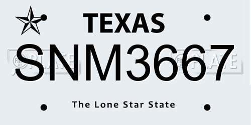 SNM3667 Texas License Plate