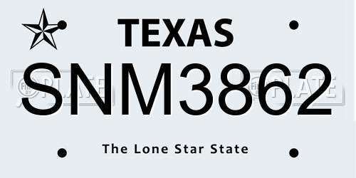 SNM3862 Texas License Plate
