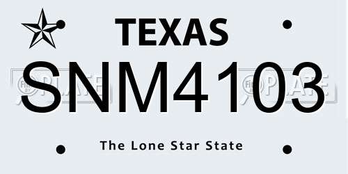 SNM4103 Texas License Plate