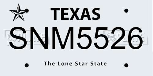 SNM5526 Texas License Plate