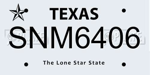 SNM6406 Texas License Plate