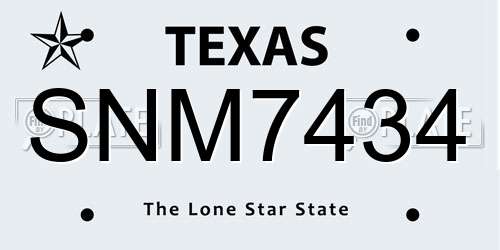 SNM7434 Texas License Plate