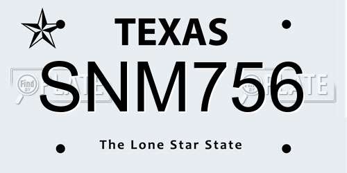 SNM756 Texas License Plate