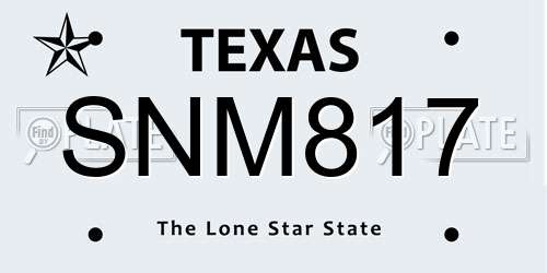 SNM817 Texas License Plate
