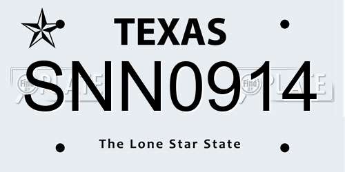 SNN0914 Texas License Plate