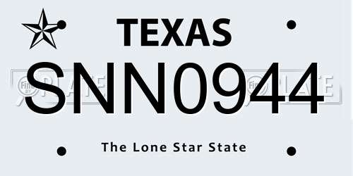 SNN0944 Texas License Plate