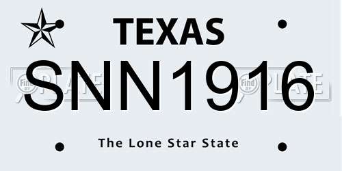 SNN1916 Texas License Plate