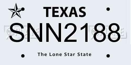 SNN2188 Texas License Plate