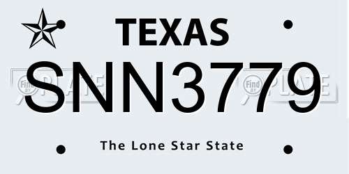 SNN3779 Texas License Plate