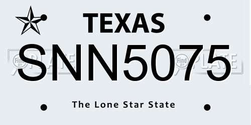 SNN5075 Texas License Plate