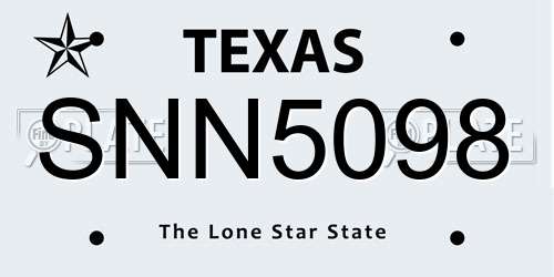 SNN5098 Texas License Plate